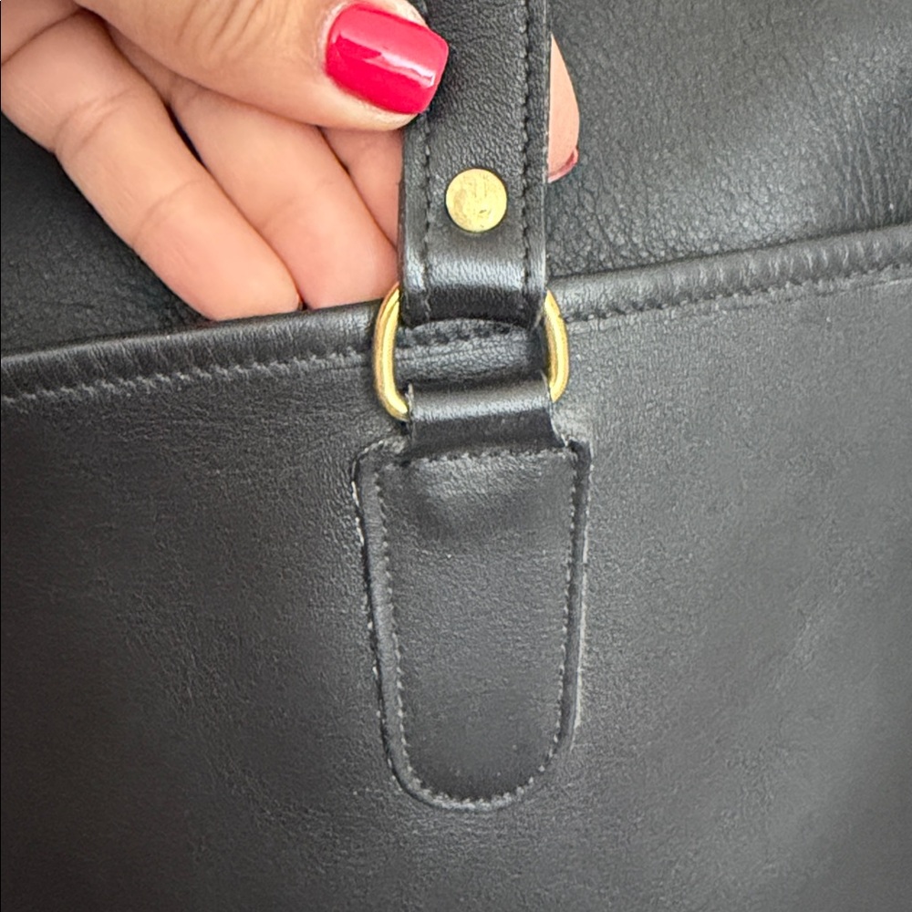 LAURA USA Black Leather Tote Bag with Gold harware - Picture 11 of 17
